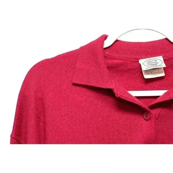 Laura Ashley Collared Henley Sweater Blouse Size XL 100% Lambswool Preppy - Picture 6 of 11